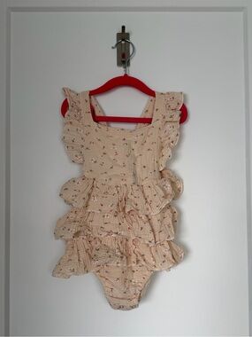 Boutique Floral Crinkle Muslin Tiered Ruffle Romper